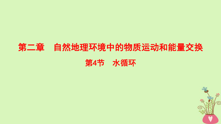 地理第2章 自然地理環(huán)境中的物質(zhì)運(yùn)動(dòng)和能量交換 第4節(jié) 水循環(huán) 中圖版_第1頁(yè)