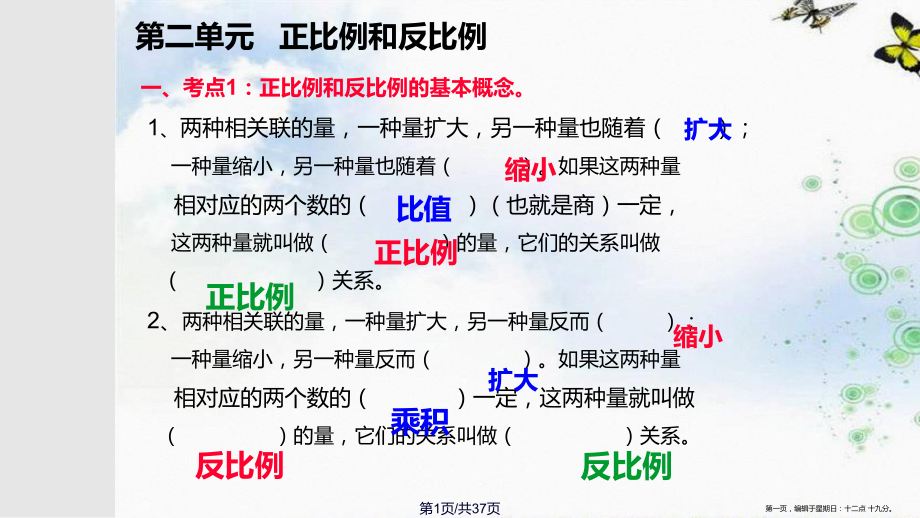 北師大六年級下冊數(shù)學正比例和反比例?？碱}型練習 PPT課件_第1頁