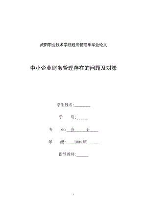 中小企業(yè)財(cái)務(wù)管理存在的問(wèn)題及對(duì)策畢業(yè)論文1.doc