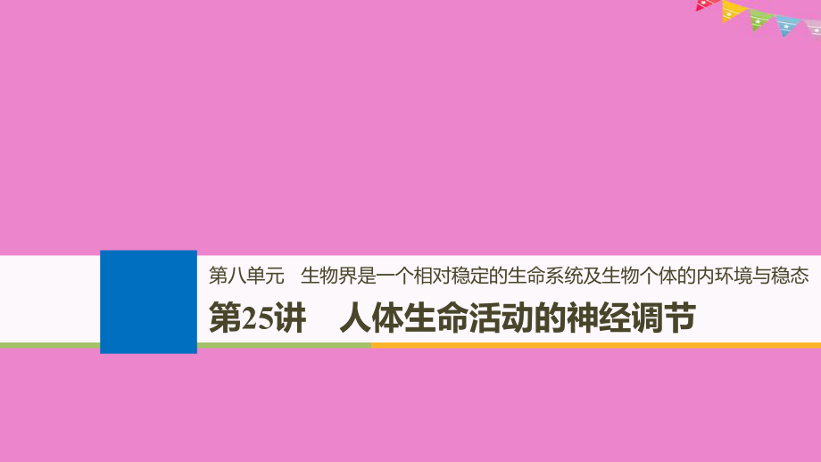 生物第八單元 生物界是一個(gè)相對(duì)穩(wěn)定的生命系統(tǒng)及生物個(gè)體的內(nèi)環(huán)境與穩(wěn)態(tài) 第25講 人體生命活動(dòng)的神經(jīng)調(diào)節(jié) 北師大版_第1頁(yè)