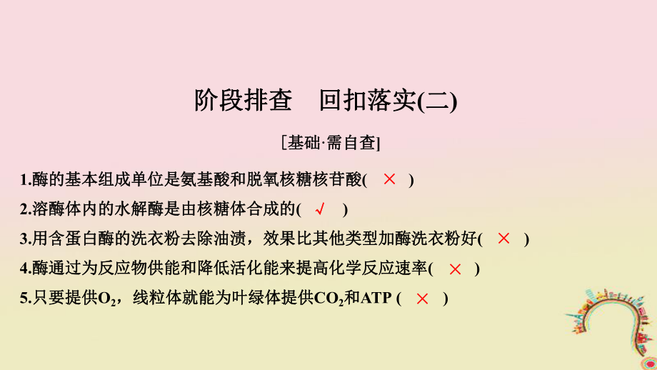 生物第二單元 細胞的自我保障 階段排查 回扣落實（二）創(chuàng)新備考 中圖版_第1頁