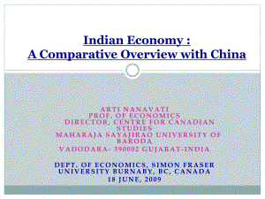Indian EconomyA Comparative Overview with China印度经济与中国的比较综述