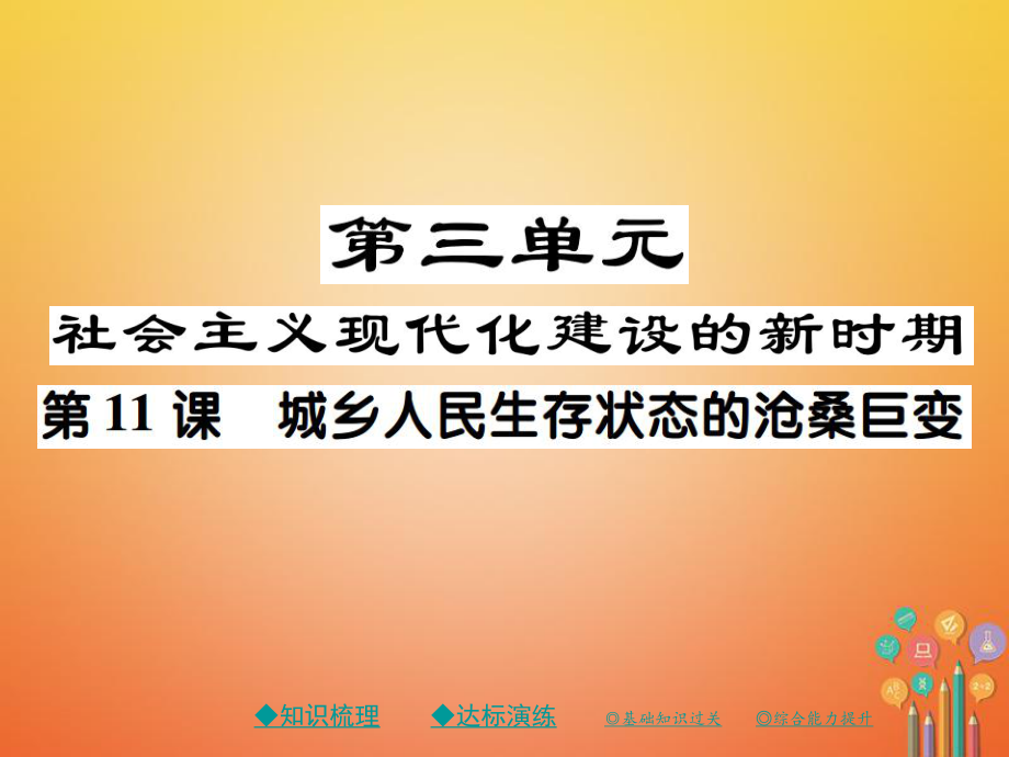 八年級歷史下冊 第三單元 社會主義現(xiàn)代化建設(shè)的新時期 第十一課 城鄉(xiāng)人民生存狀態(tài)的滄桑巨變 川教版_第1頁