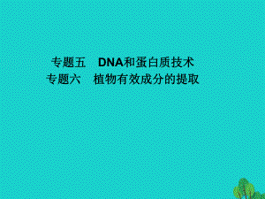 高三生物五 DNA和蛋白質(zhì)技術(shù) 六 植物有效成分的提取 新人教版選修1