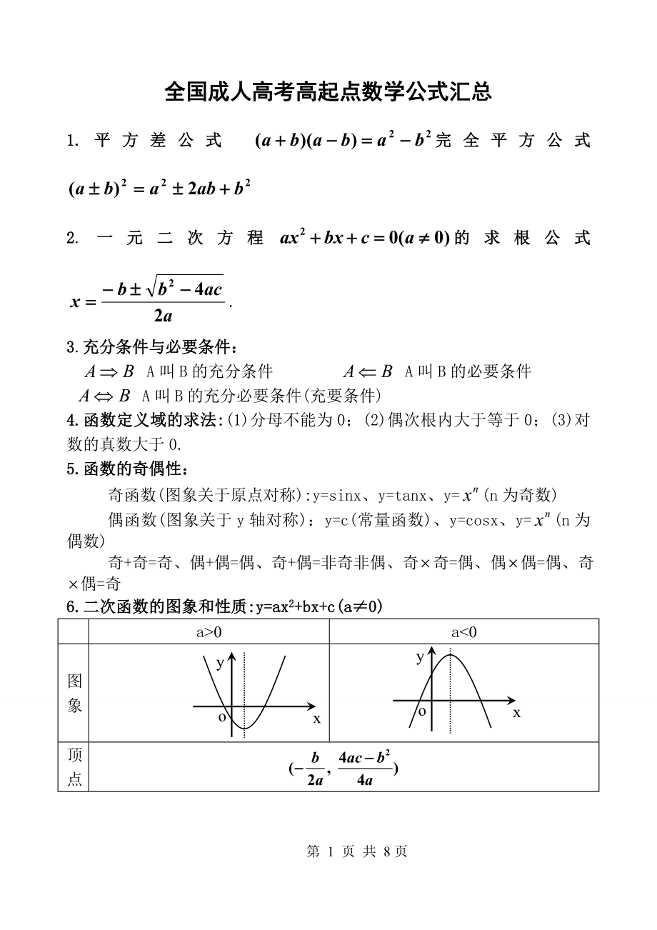 成人高考高起点数学公式汇总.doc_第1页