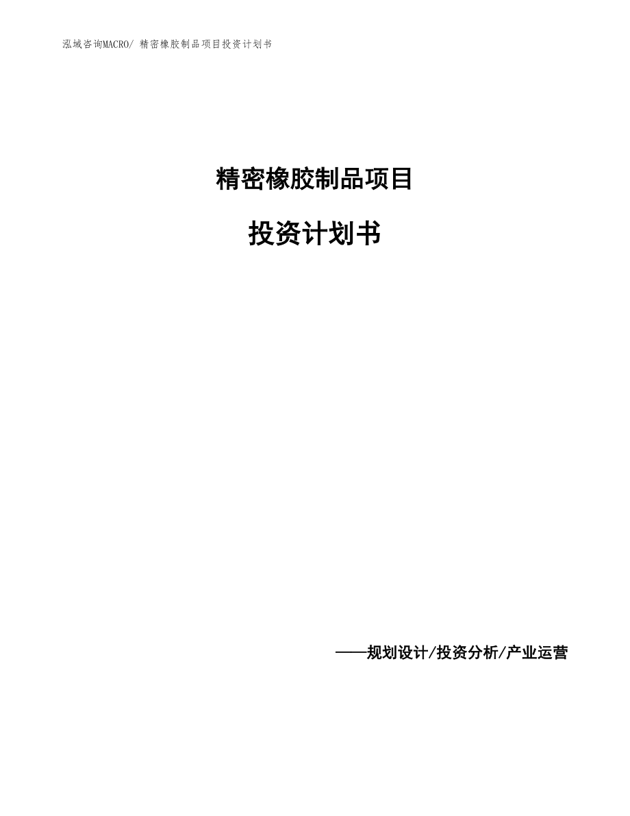 精密橡膠制品項(xiàng)目投資計(jì)劃書_第1頁(yè)