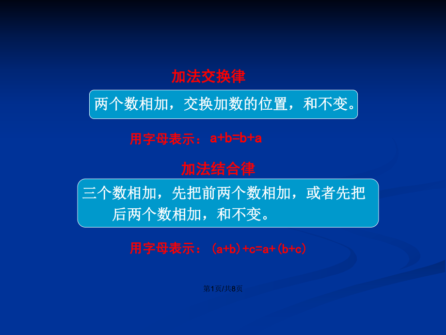 新人教四年級下冊加法交換律和結合律練習課