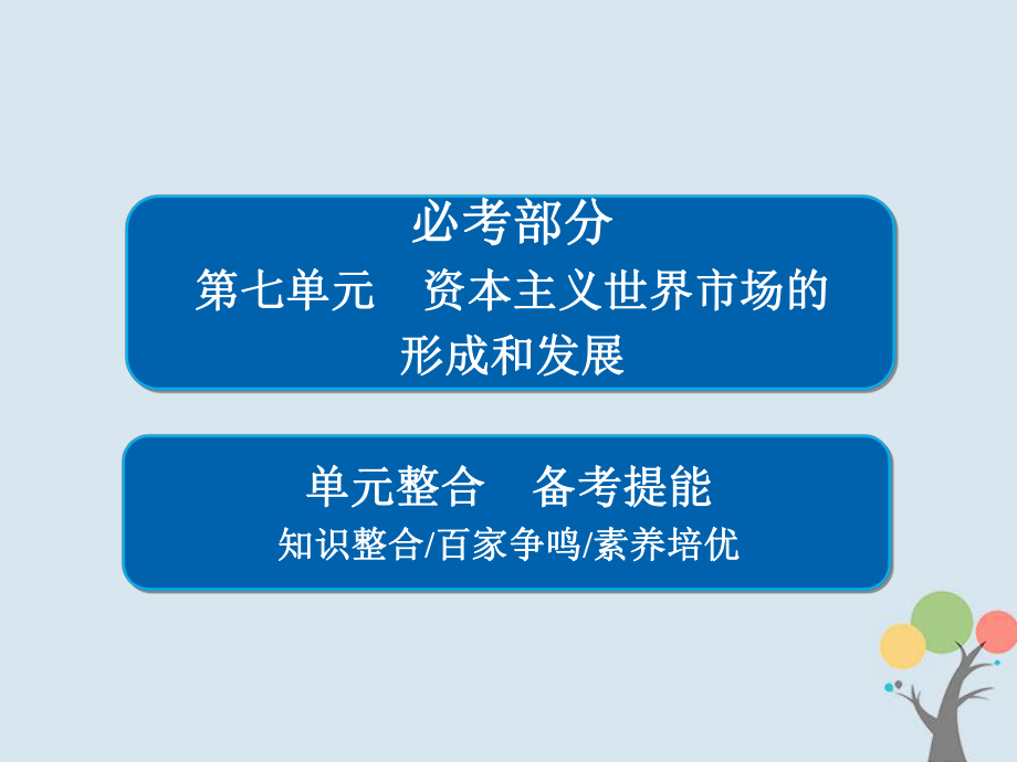 歷史第七單元 資本主義世界市場(chǎng)的形成和發(fā)展單元整合 新人教版_第1頁(yè)