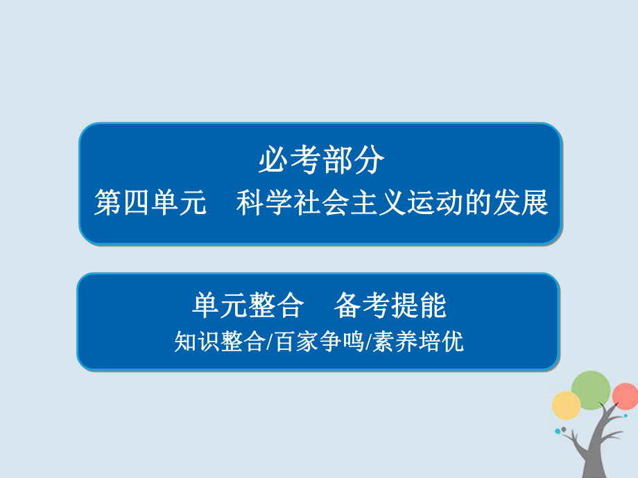 歷史第四單元 科學(xué)社會主義運動的發(fā)展單元整合 新人教版_第1頁