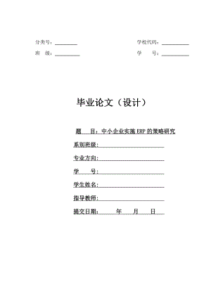 中小企業(yè)實施ERP的策略研究-畢業(yè)論文.doc