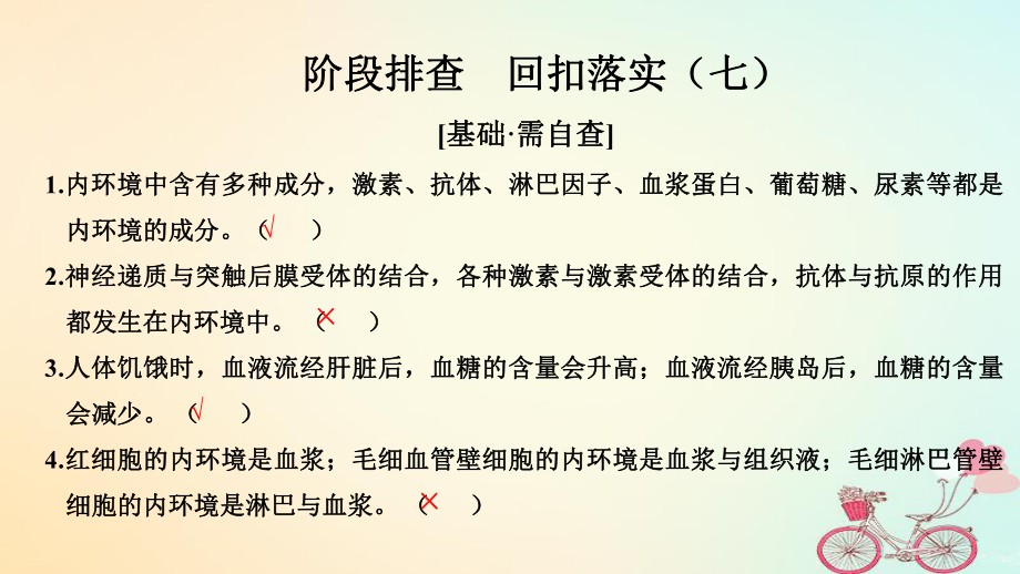 生物第八單元 生命活動(dòng)的調(diào)節(jié) 階段排查 回扣落實(shí)（七）_第1頁(yè)