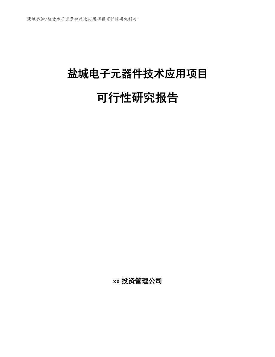 盐城电子元器件技术应用项目可行性研究报告【模板范文】_第1页