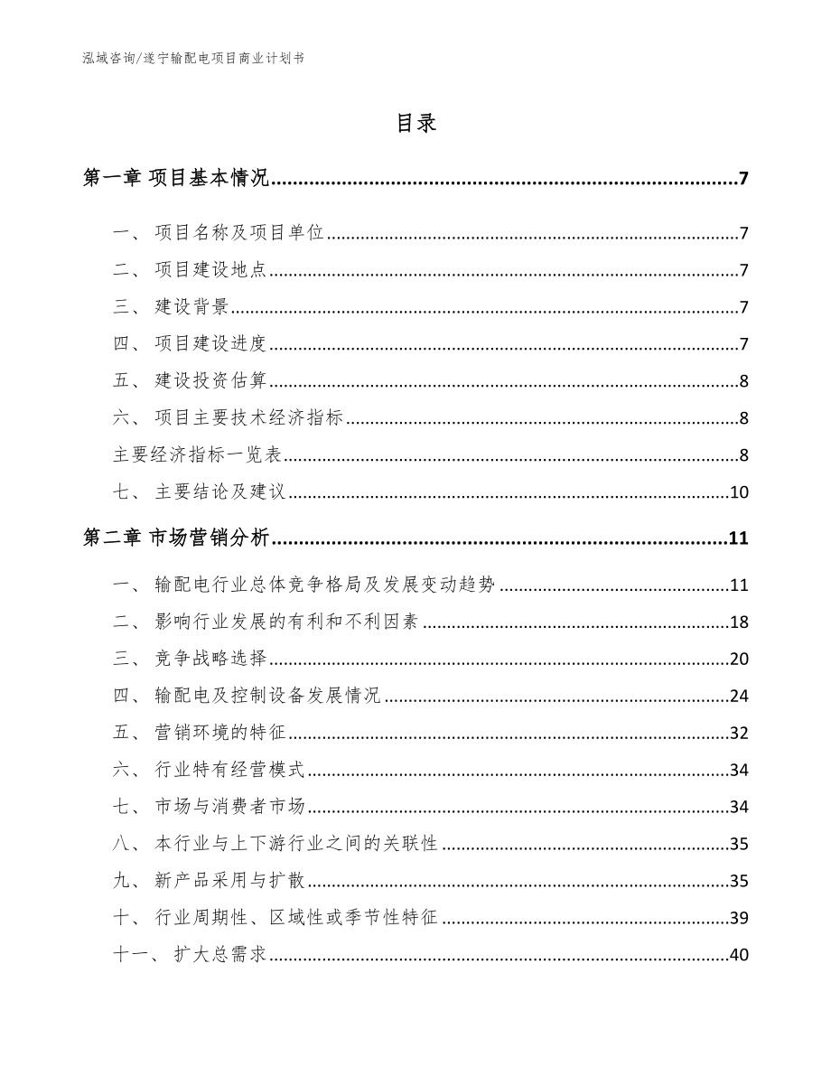 内江输配电项目商业计划书_模板范文_第1页