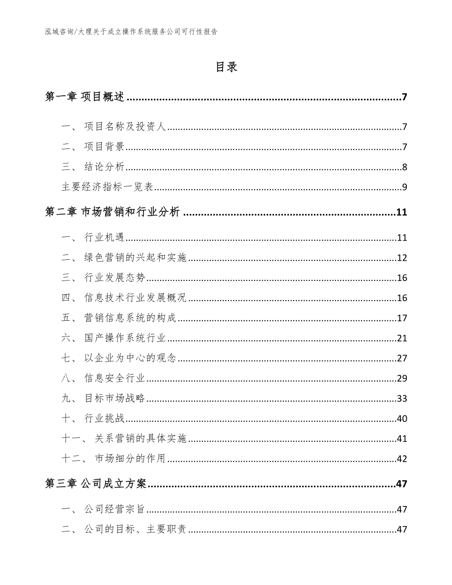 大理关于成立操作系统服务公司可行性报告_第1页