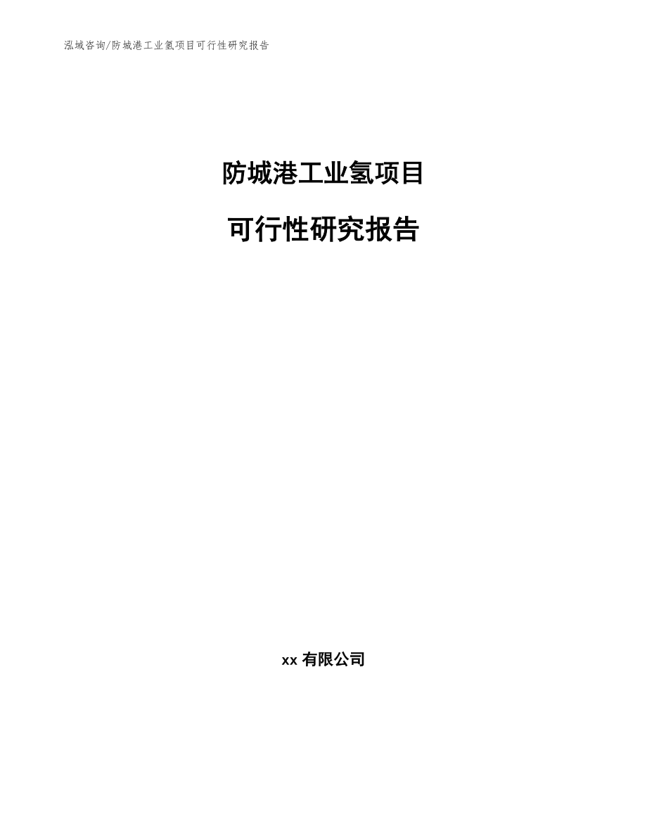 防城港工业氢项目可行性研究报告（模板）_第1页