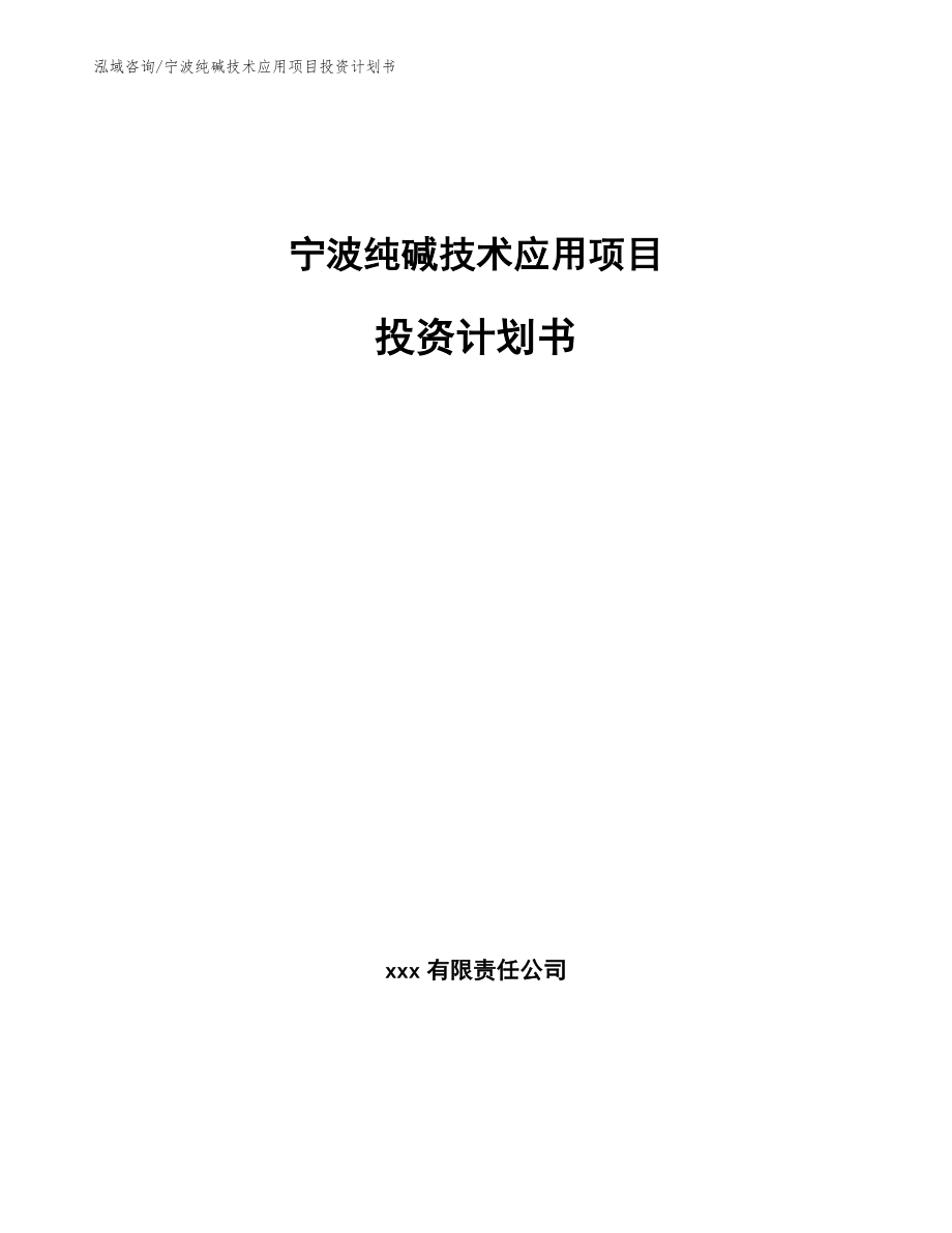 宁波纯碱技术应用项目投资计划书_第1页