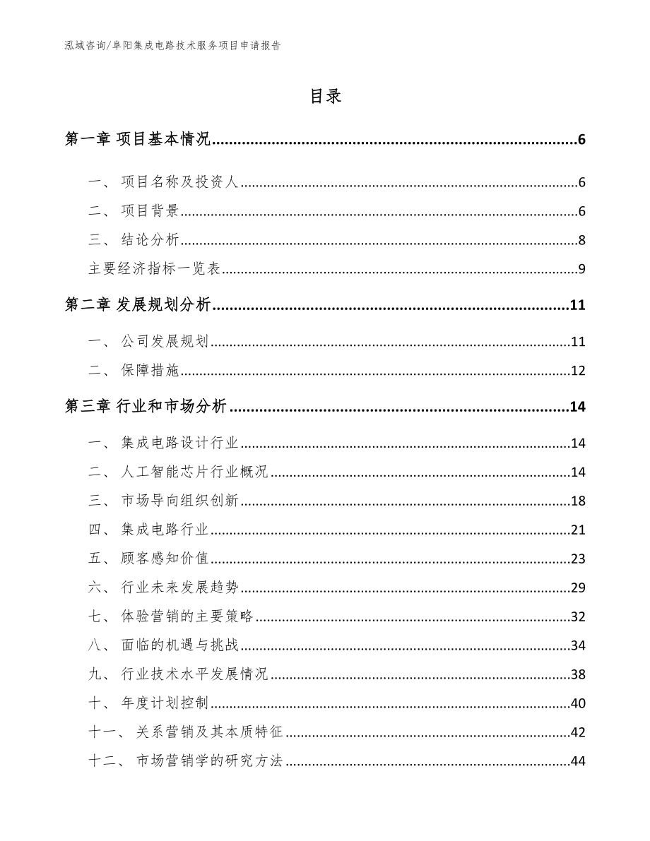 阜阳集成电路技术服务项目申请报告_第1页