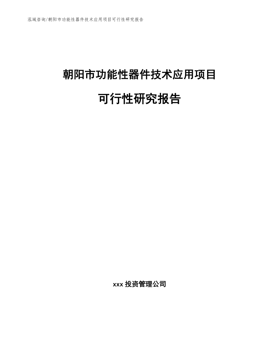 朝阳市功能性器件技术应用项目可行性研究报告参考范文_第1页