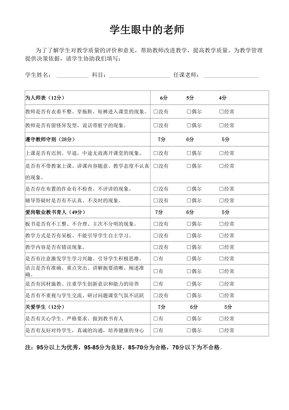 学生对老师的评价表_第1页