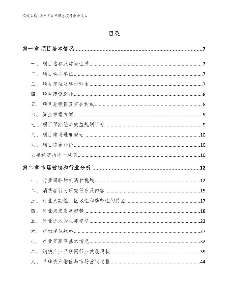 扬州互联网服务项目申请报告_模板范本_第1页