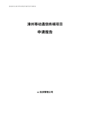 漳州移动通信终端项目申请报告（模板范文）
