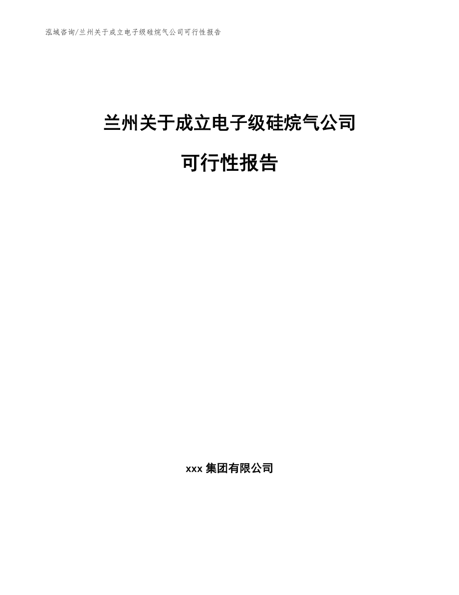 兰州关于成立电子级硅烷气公司可行性报告（范文模板）_第1页