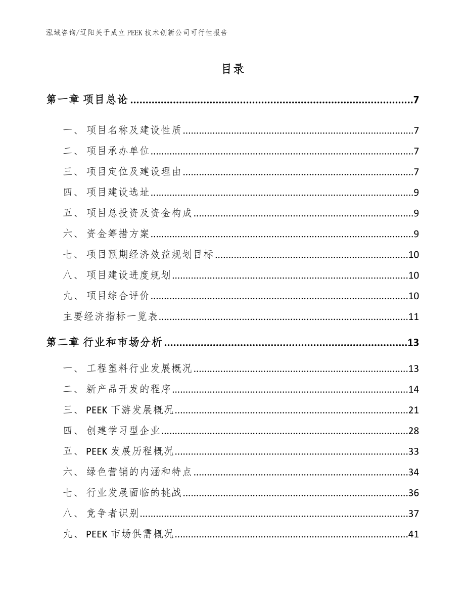 辽阳关于成立PEEK技术创新公司可行性报告_第1页