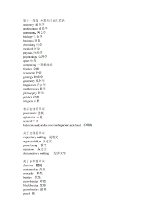 第十一部分 各類專門詞匯英語