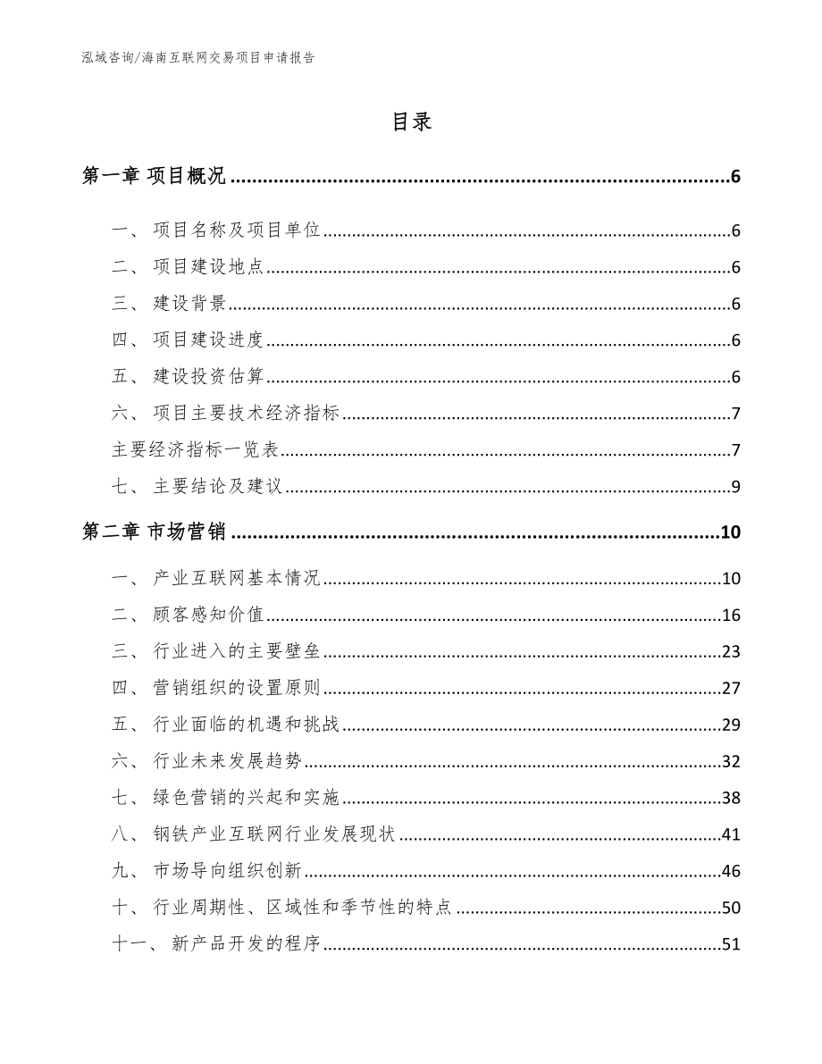 海南互联网交易项目申请报告模板范本_第1页
