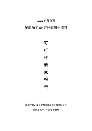 年深加工80万吨膨润土可行性研究报告建议书