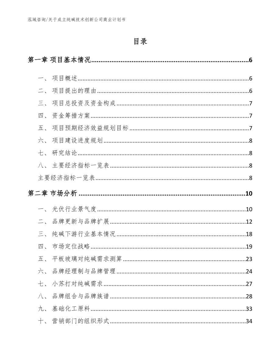 关于成立纯碱技术创新公司商业计划书_第1页