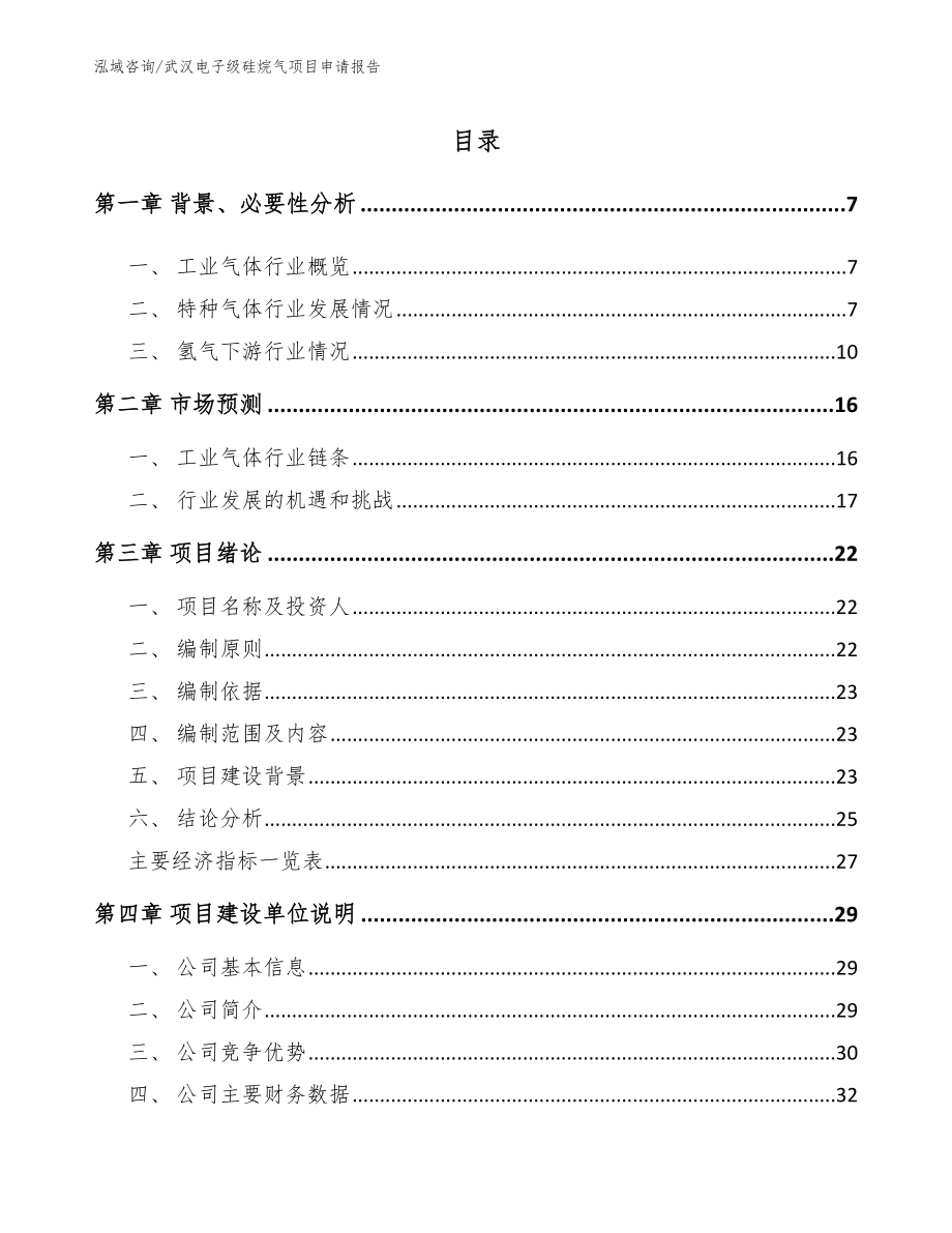 武汉电子级硅烷气项目申请报告_第1页