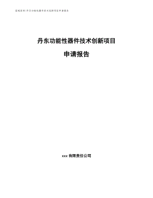 丹东功能性器件技术创新项目申请报告