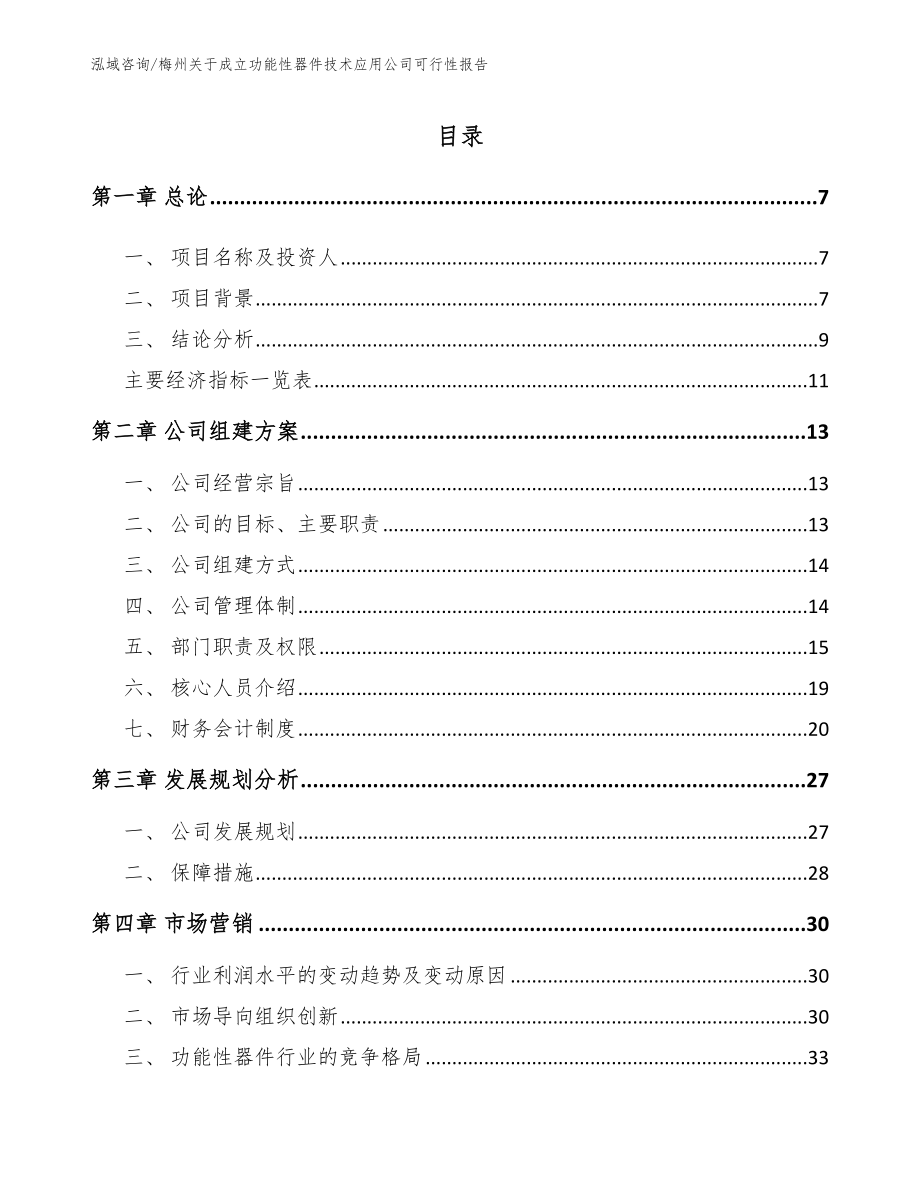 梅州关于成立功能性器件技术应用公司可行性报告_第1页