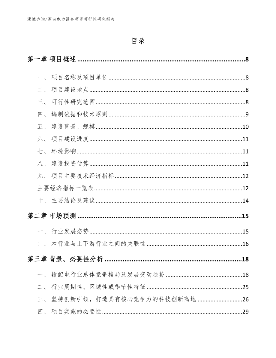 湖南电力设备项目可行性研究报告_第1页