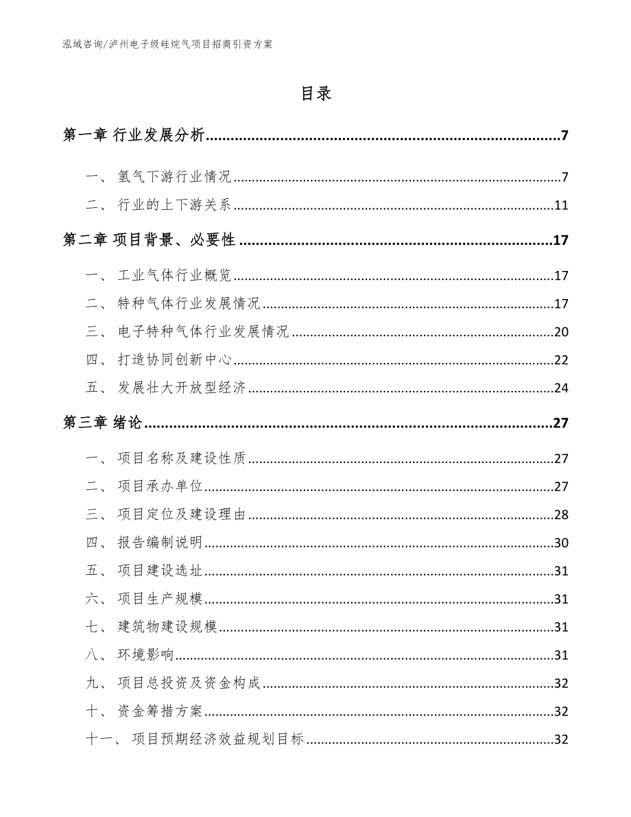 泸州电子级硅烷气项目招商引资方案_第1页