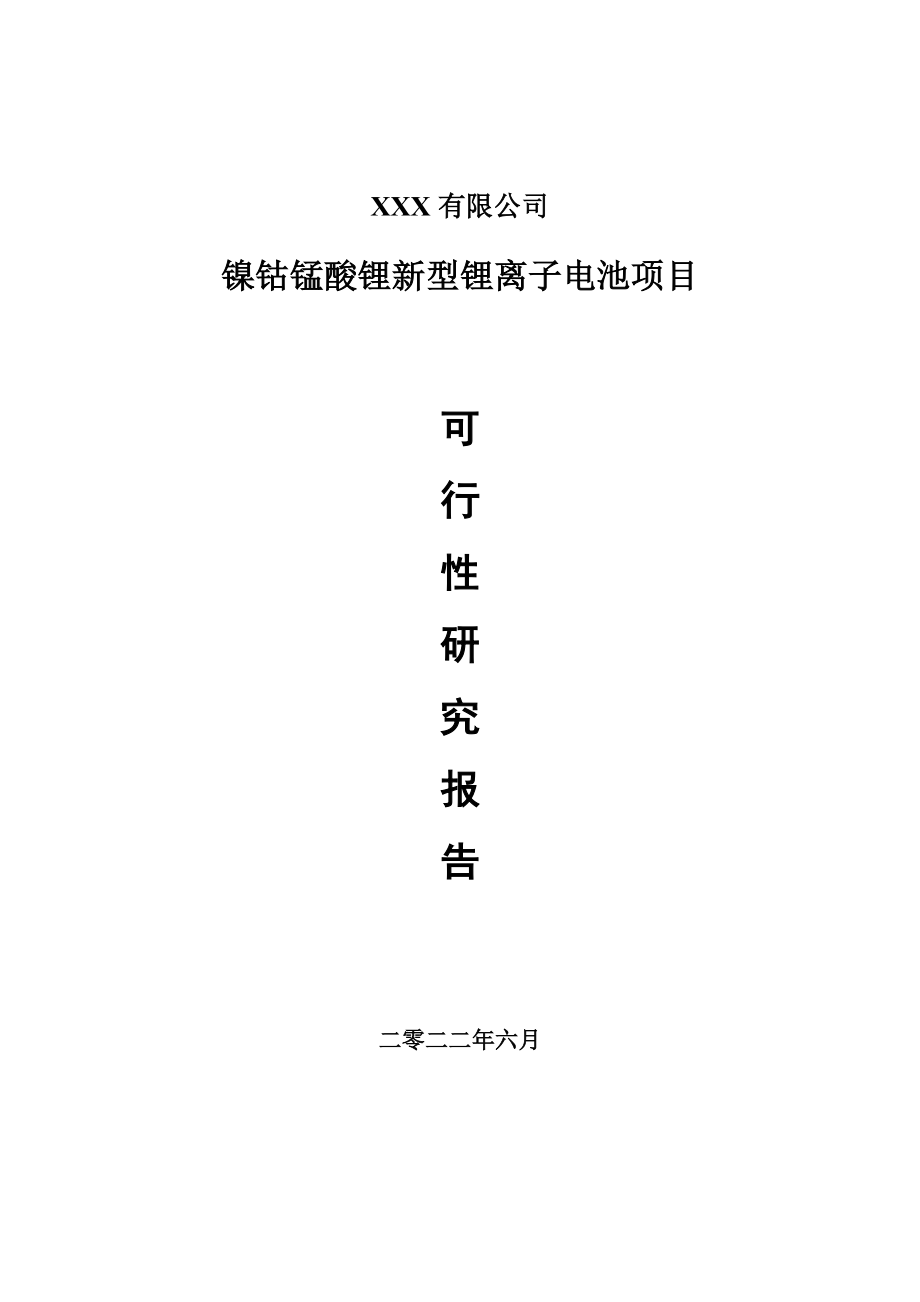 鎳鈷錳酸鋰新型鋰離子電池項目可行性研究報告案例_第1頁