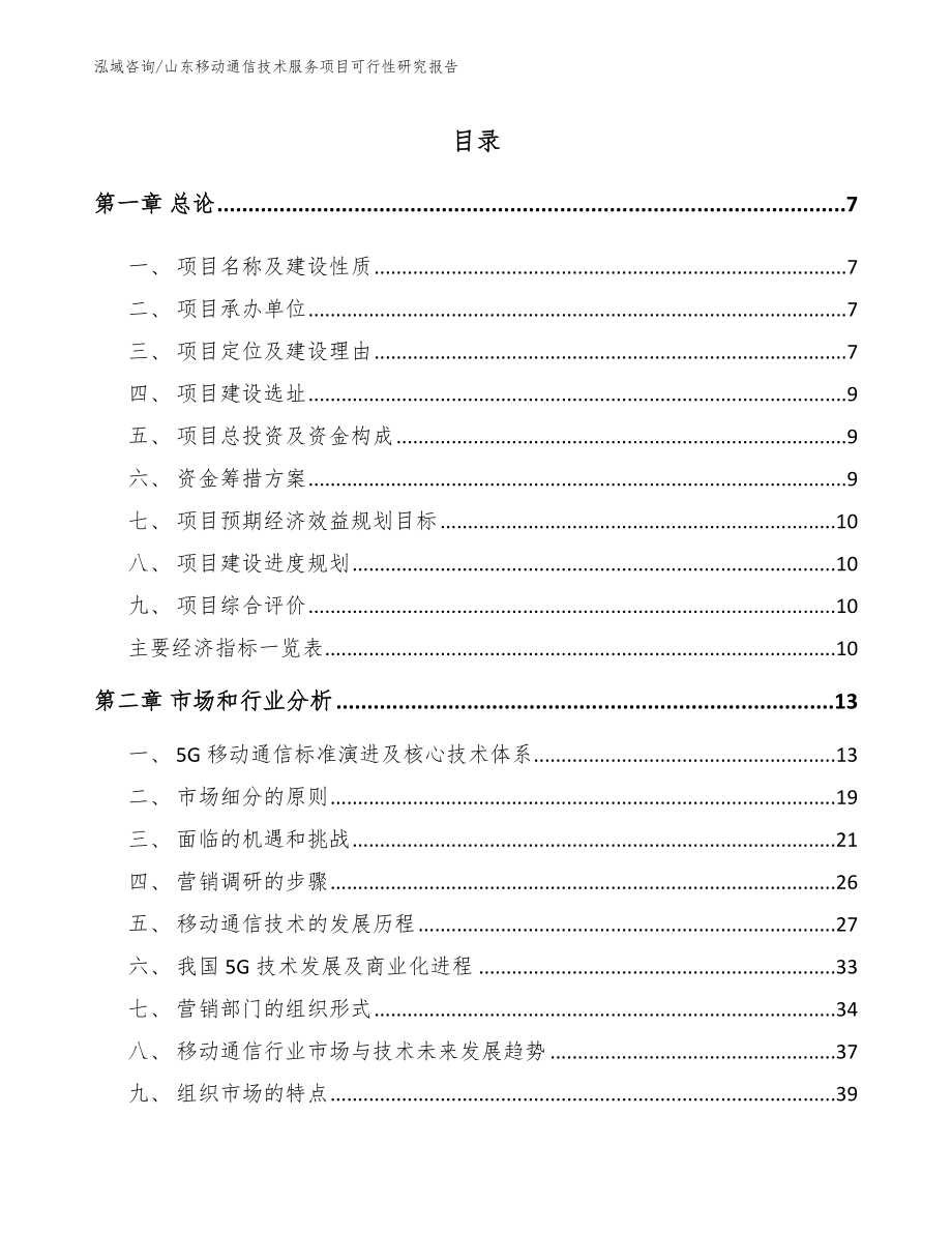 山东移动通信技术服务项目可行性研究报告【参考范文】_第1页