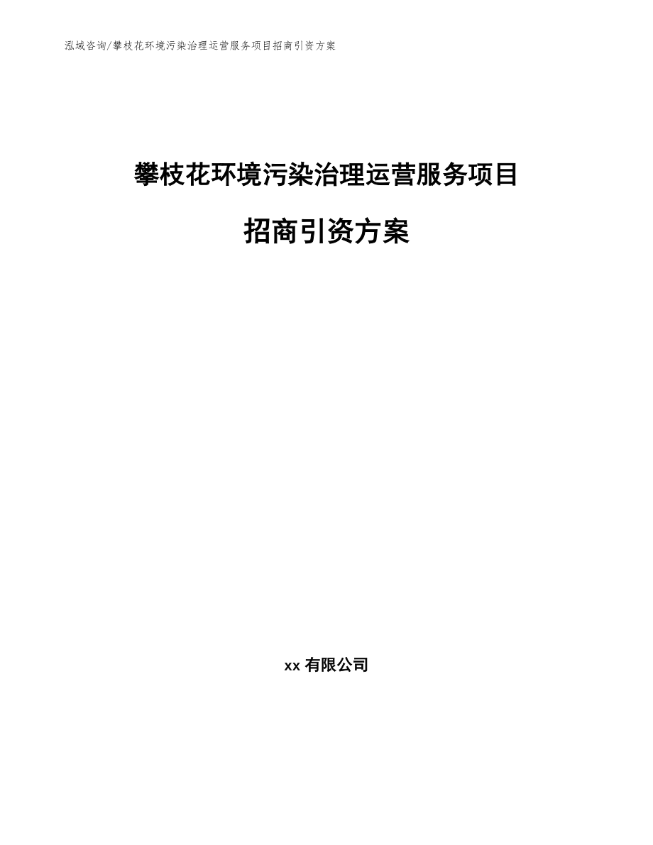 攀枝花环境污染治理运营服务项目招商引资方案范文参考_第1页