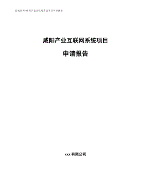 咸阳产业互联网系统项目申请报告