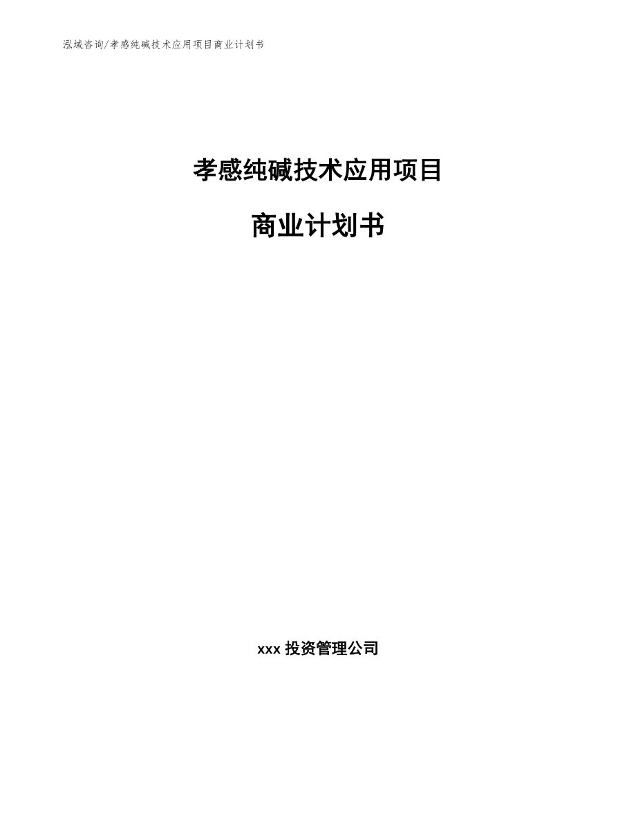 孝感纯碱技术应用项目商业计划书（模板范本）_第1页