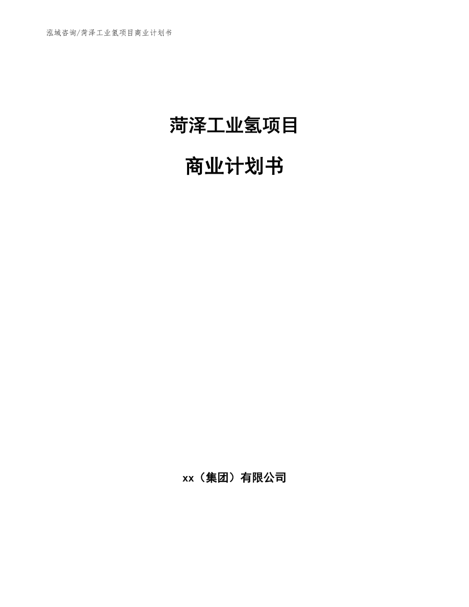 菏泽工业氢项目商业计划书（参考范文）_第1页