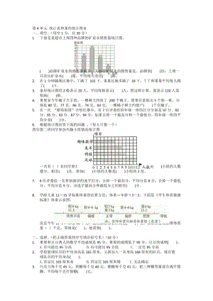 第四單元統(tǒng)計表和條形統(tǒng)計圖（單元測試） 蘇教版數(shù)學(xué)四年級上冊