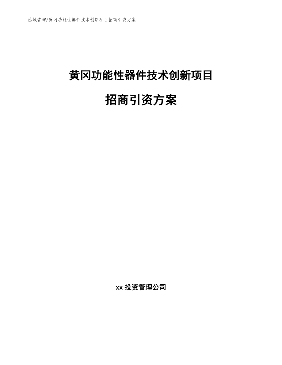 黄冈功能性器件技术创新项目招商引资方案_范文参考_第1页