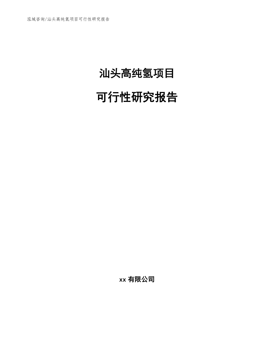 汕头高纯氢项目可行性研究报告_范文_第1页