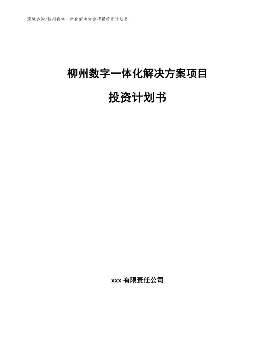 柳州数字一体化解决方案项目投资计划书_第1页