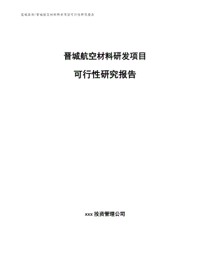 晋城航空材料研发项目可行性研究报告（模板）