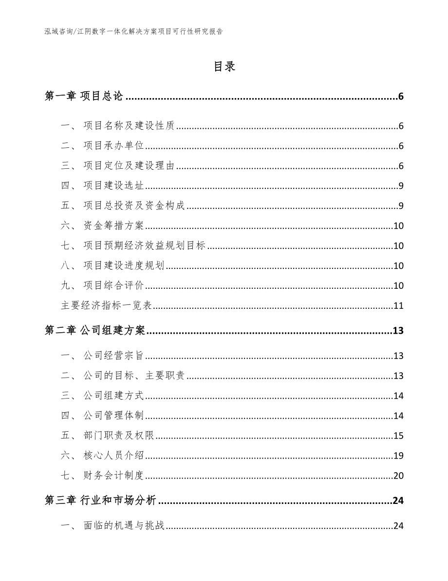 江阴数字一体化解决方案项目可行性研究报告范文_第1页