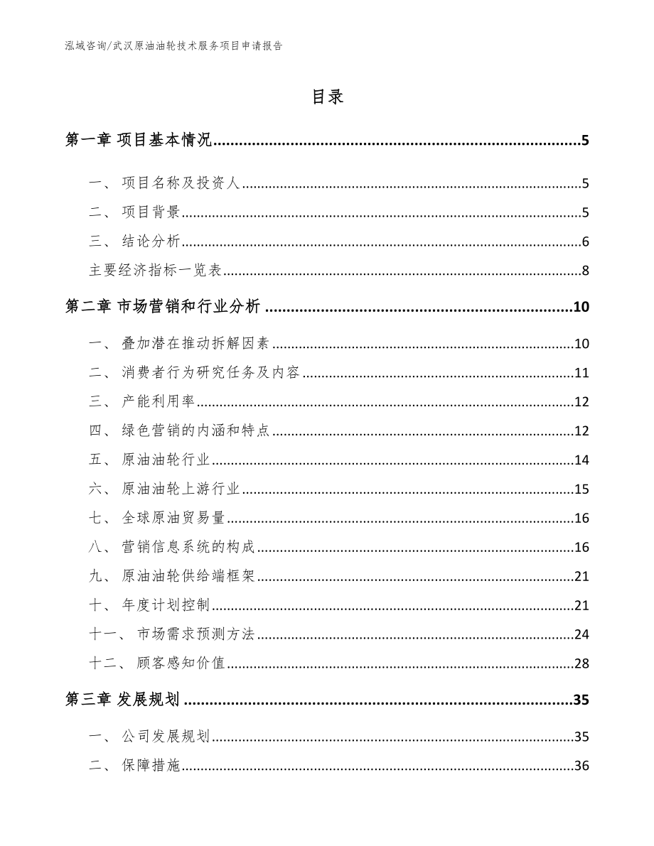 武汉原油油轮技术服务项目申请报告（模板参考）_第1页