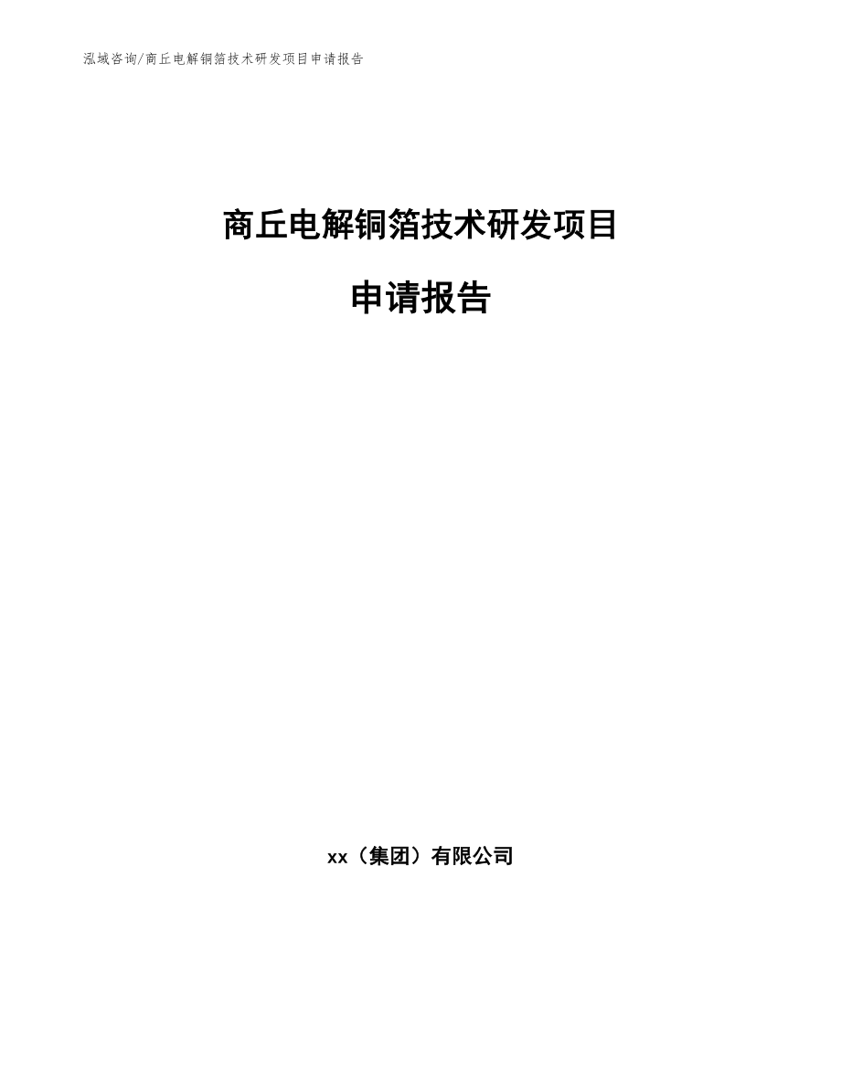 商丘电解铜箔技术研发项目申请报告（范文）_第1页